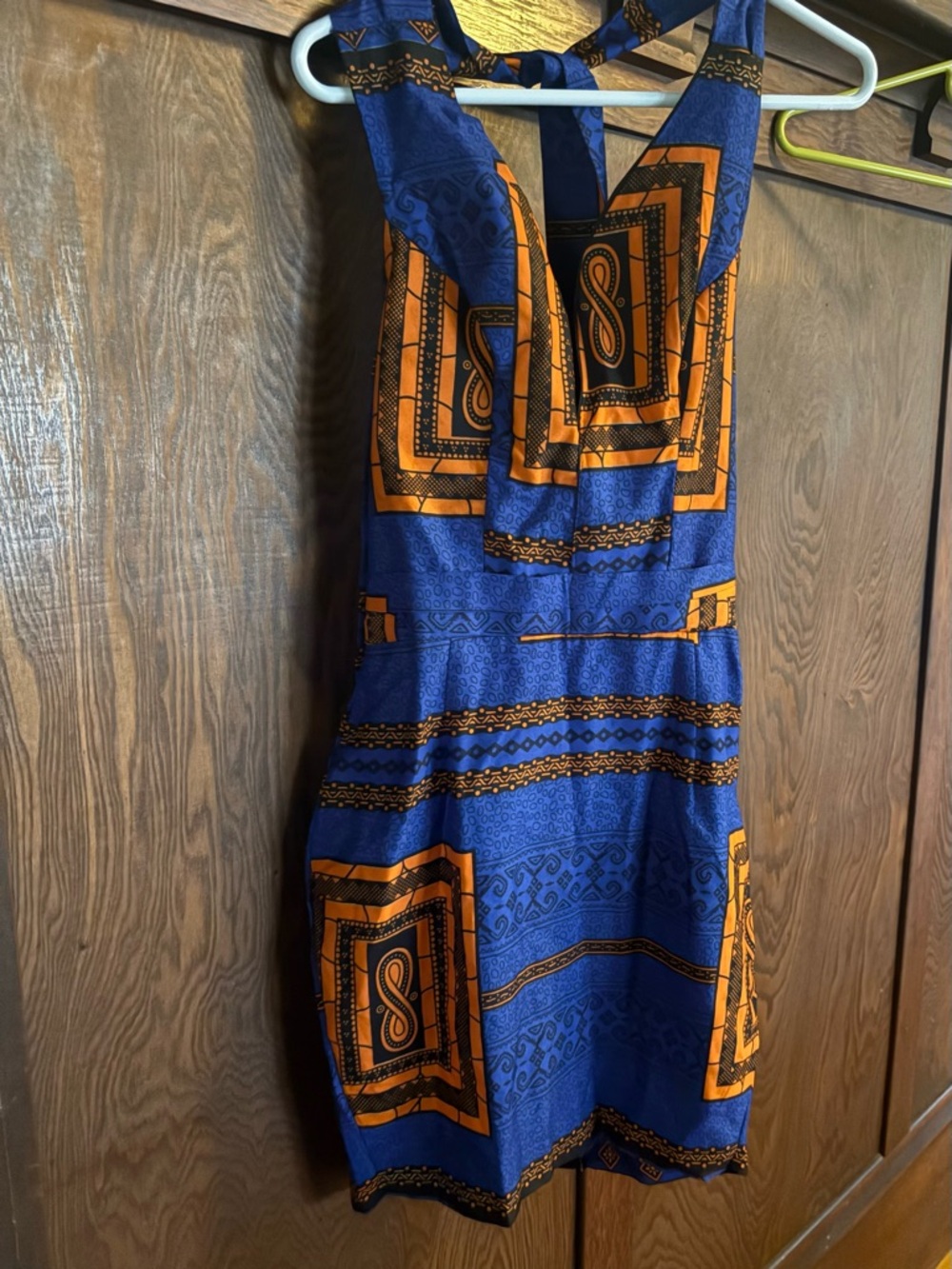 Blue and Orange Patterned Women’s Halter Dress African fabric